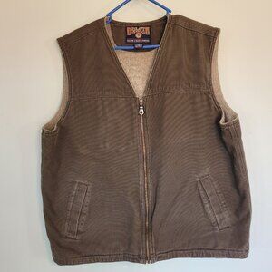 DULUTH TRADING CO Vest Men's XL TALL Sherpa Lined Heavy Duty Canvas Brown
